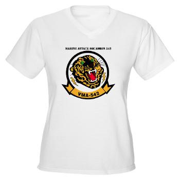 MAS542 - A01 - 01 - Marine Attack Squadron 542 with Text - Women's V-Neck T-Shirt