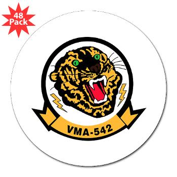 MAS542 - M01 - 01 - Marine Attack Squadron 542 (VMA-542) - 3" Lapel Sticker (48 pk) - Click Image to Close