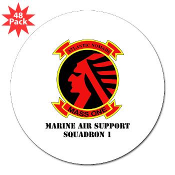 MASS1 - M01 - 01 - Marine Air Support Squadron 1 (MASS-1) with Text - 3" Lapel Sticker (48 pk) - Click Image to Close