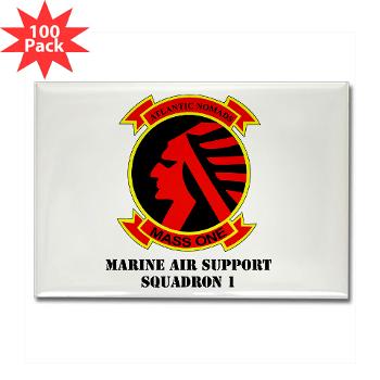 MASS1 - M01 - 01 - Marine Air Support Squadron 1 (MASS-1) with Text - Rectangle Magnet (100 pack)