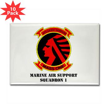 MASS1 - M01 - 01 - Marine Air Support Squadron 1 (MASS-1) with Text - Rectangle Magnet (10 pack) - Click Image to Close