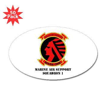 MASS1 - M01 - 01 - Marine Air Support Squadron 1 (MASS-1) with Text - Sticker (Oval 50 pk)