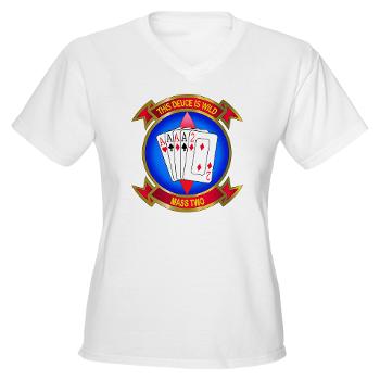 MASS2 - A01 - 04 - Marine Air Support Squadron 2 Women's V-Neck T-Shirt - Click Image to Close