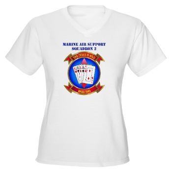 MASS2 - A01 - 04 - Marine Air Support Squadron 2 with Text Women's V-Neck T-Shirt