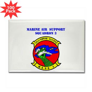 MASS3 - M01 - 01 - Marine Air Support Squadron 3 with Text - Rectangle Magnet (100 pack)