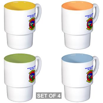 MASS3 - M01 - 03 - Marine Air Support Squadron 3 with Text - Stackable Mug Set (4 mugs)