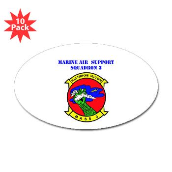 MASS3 - M01 - 01 - Marine Air Support Squadron 3 with Text - Sticker (Oval 10 pk)