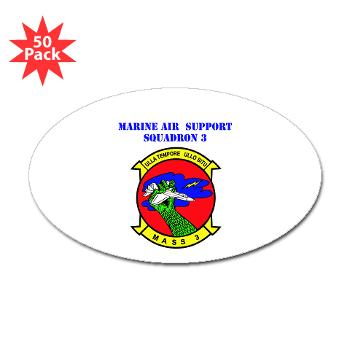 MASS3 - M01 - 01 - Marine Air Support Squadron 3 with Text - Sticker (Oval 50 pk) - Click Image to Close