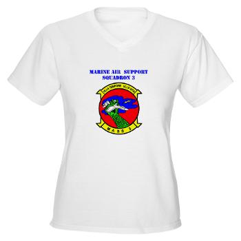 MASS3 - A01 - 04 - Marine Air Support Squadron 3 with Text - Women's V-Neck T-Shirt