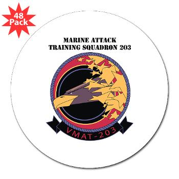 MATS203 - M01 - 01 - Marine Attack Training Squadron 203 (VMAT-203) with text - 3" Lapel Sticker (48 pk)