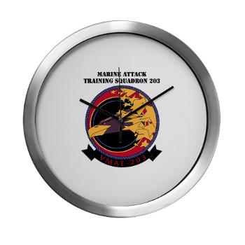 MATS203 - M01 - 03 - Marine Attack Training Squadron 203 (VMAT-203) with text - Modern Wall Clock