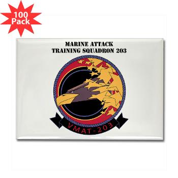 MATS203 - M01 - 01 - Marine Attack Training Squadron 203 (VMAT-203) with text - Rectangle Magnet (100 pack)