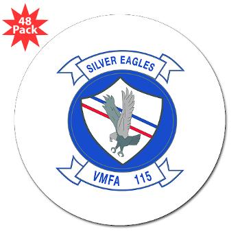 MAWFAS115 - M01 - 01 - Marine Fighter Attack Squadron 115 (VMFA-115) - 3" Lapel Sticker (48 pk) - Click Image to Close