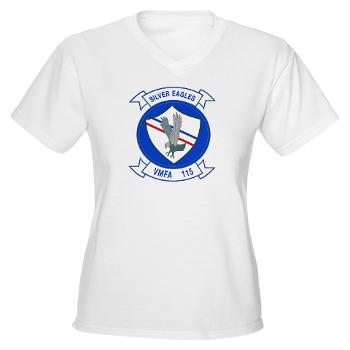 MAWFAS115 - A01 - 04 - Marine Fighter Attack Squadron 115 (VMFA-115) - Women's V -Neck T-Shirt