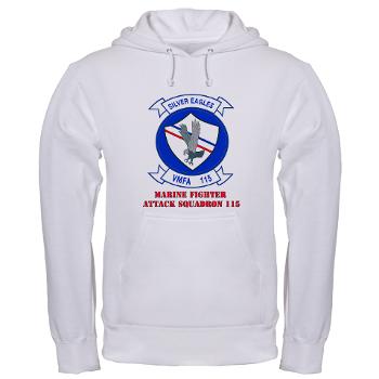 MAWFAS115 - A01 - 03 - Marine Fighter Attack Squadron 115 (VMFA-115) with Text - Hooded Sweatshirt