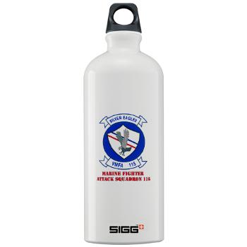 MAWFAS115 - M01 - 03 - Marine Fighter Attack Squadron 115 (VMFA-115) with Text - Sigg Water Bottle 1.0L