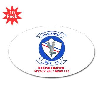 MAWFAS115 - M01 - 01 - Marine Fighter Attack Squadron 115 (VMFA-115) with Text - Sticker (Oval 10 pk)