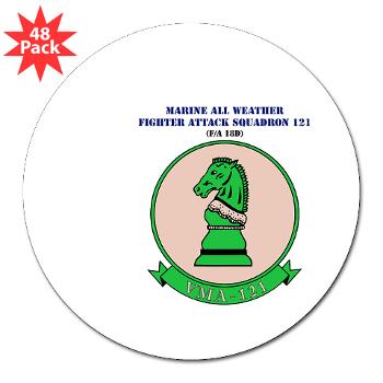 MAWFAS121 - M01 - 01 - Marine All Wx F/A Squadron 121 (FA/18D) with Text 3" Lapel Sticker (48 pk)