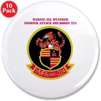 MAWFAS224 - M01 - 01 - Marine All Weather Fighter Attack Squadron 224 (VMFA(AW)-224) with Text - 3.5" Button (10 pack)