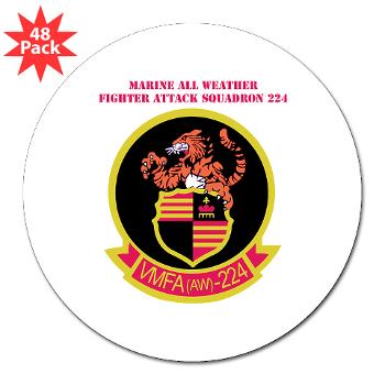 MAWFAS224 - M01 - 01 - Marine All Weather Fighter Attack Squadron 224 (VMFA(AW)-224) with Text - 3" Lapel Sticker (48 pk)