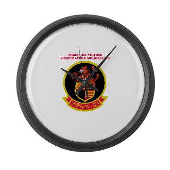 MAWFAS224 - M01 - 03 - Marine All Weather Fighter Attack Squadron 224 (VMFA(AW)-224) with Text - Large Wall Clock