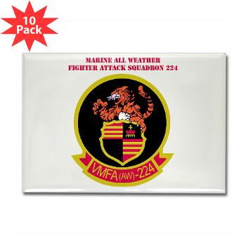 MAWFAS224 - M01 - 01 - Marine All Weather Fighter Attack Squadron 224 (VMFA(AW)-224) with Text - Rectangle Magnet (10 pack) - Click Image to Close