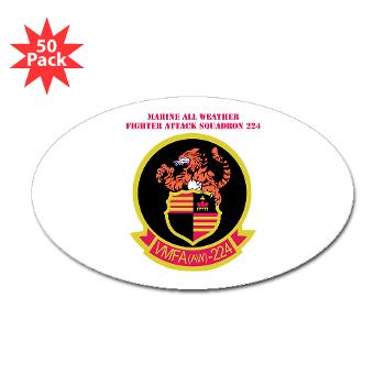 MAWFAS224 - M01 - 01 - Marine All Weather Fighter Attack Squadron 224 (VMFA(AW)-224) with Text - Sticker (Oval 50 pk)