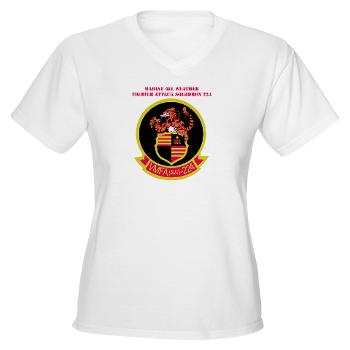 MAWFAS224 - A01 - 04 - Marine All Weather Fighter Attack Squadron 224 (VMFA(AW)-224) with Text - Women's V -Neck T-Shirt