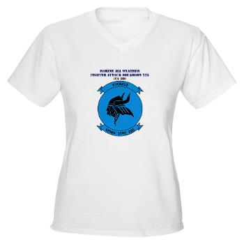 MAWFAS225 - A01 - 01 - USMC - Marine All Wx F/A Squadron 225 (FA/18D)with Text - Women's V-Neck T-Shirt