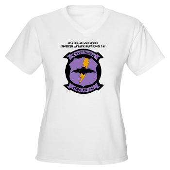 MAWFAS242 - A01 - 04 - Marine All- Weather Fighter Attack Squadron 242 with Text Women's V-Neck T-Shirt - Click Image to Close