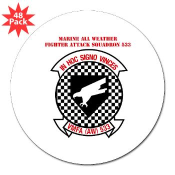 MAWFAS553 - M01 - 01 - Marine All Weather Fighter Attack Squadron 553 (VMFA(AW)-553) with Text - 3" Lapel Sticker (48 pk)