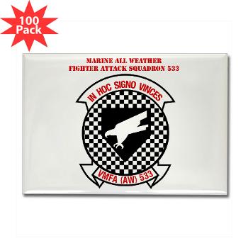MAWFAS553 - M01 - 01 - Marine All Weather Fighter Attack Squadron 553 (VMFA(AW)-553) with Text - Rectangle Magnet (100 pack)