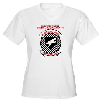 MAWFAS553 - A01 - 04 - Marine All Weather Fighter Attack Squadron 553 (VMFA(AW)-553) with Text - Women's V -Neck T-Shirt