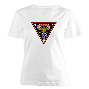 MCASB - A01 - 04 - Marine Corps Air Station Beaufort - Women's V-Neck T-Shirt - Click Image to Close