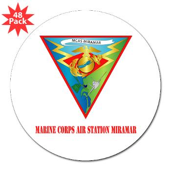 MCASM - M01 - 01 - Marine Corps Air Station Miramar with Text - 3" Lapel Sticker (48 pk)