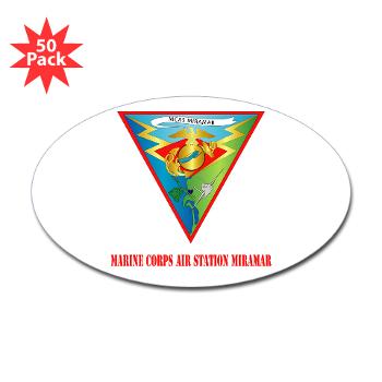 MCASM - M01 - 01 - Marine Corps Air Station Miramar with Text - Sticker (Oval 50 pk)