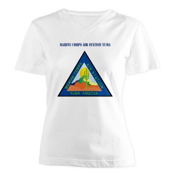 MCASY - A01 - 04 - Marine Corps Air Station Yuma with Text - Women's V-Neck T-Shirt