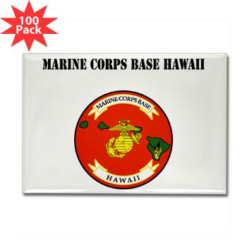 MCBH - M01 - 01 - Marine Corps Base Hawaii with Text - Rectangle Magnet (100 pack)