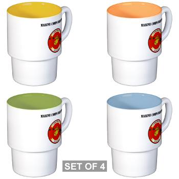 MCBH - M01 - 03 - Marine Corps Base Hawaii with Text - Stackable Mug Set (4 mugs)
