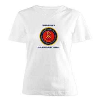 MCCDC - A01 - 04 - Marine Corps Combat Development Command with Text - Women's V-Neck T-Shirt - Click Image to Close