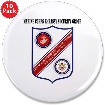 MCESG - M01 - 01 - Marine Corps Embassy Security Group with Text - 3.5" Button (10 pack)