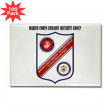MCESG - M01 - 01 - Marine Corps Embassy Security Group with Text - Rectangle Magnet (100 pack) - Click Image to Close