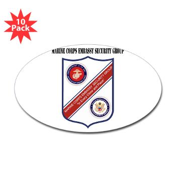 MCESG - M01 - 01 - Marine Corps Embassy Security Group with Text - Sticker (Oval 10 pk)