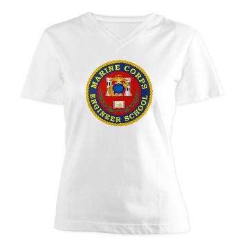 MCES - A01 - 04 - Marine Corps Engineer School - Women's V-Neck T-Shirt