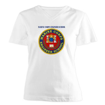 MCES - A01 - 04 - Marine Corps Engineer School with Text - Women's V-Neck T-Shirt