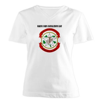 MCIE - A01 - 04 - Marine Corps Installations East with Text - Women's V-Neck T-Shirt - Click Image to Close