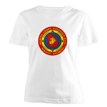 MCLBA - A01 - 04 - Marine Corps Logistics Base Albany - Women's V-Neck T-Shirt - Click Image to Close