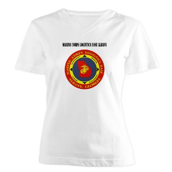 MCLBA - A01 - 04 - Marine Corps Logistics Base Albany with Text - Women's V-Neck T-Shirt