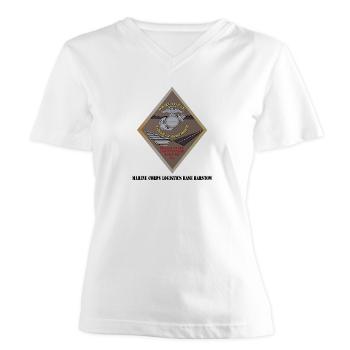 MCLBB - A01 - 04 - Marine Corps Logistics Base Barstow with Text - Women's V-Neck T-Shirt - Click Image to Close