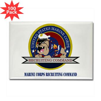 MCRC - M01 - 01 - Marine Corps Recruiting Command with Text - Rectangle Magnet (100 pack)